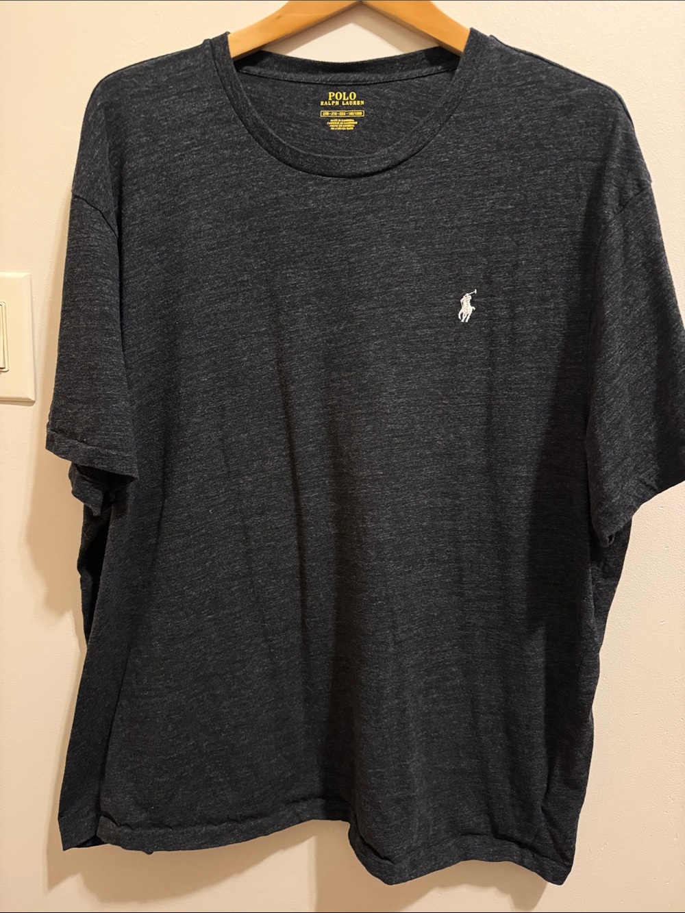 Polo by Ralph Lauren Heathered Charcoal Crewneck Tee with White Pony